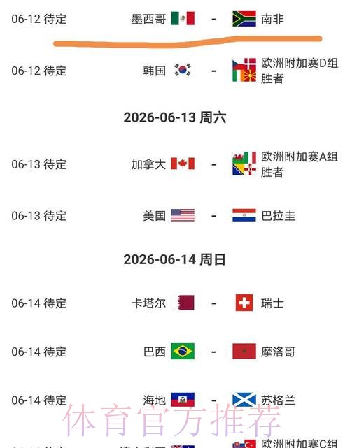 2026美加墨世界杯小组赛赛程完整版