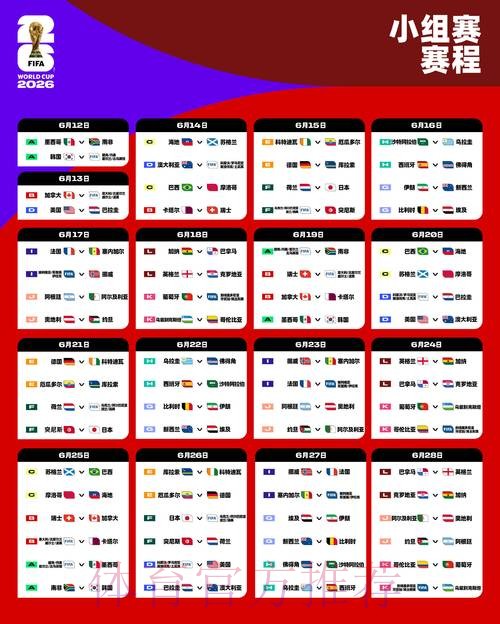 2026世界杯小组赛赛程方法 2026世界杯小组赛赛程方法